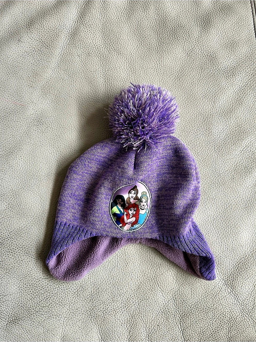 Disney Purple Knit Pom-Pom Hat with Earflaps